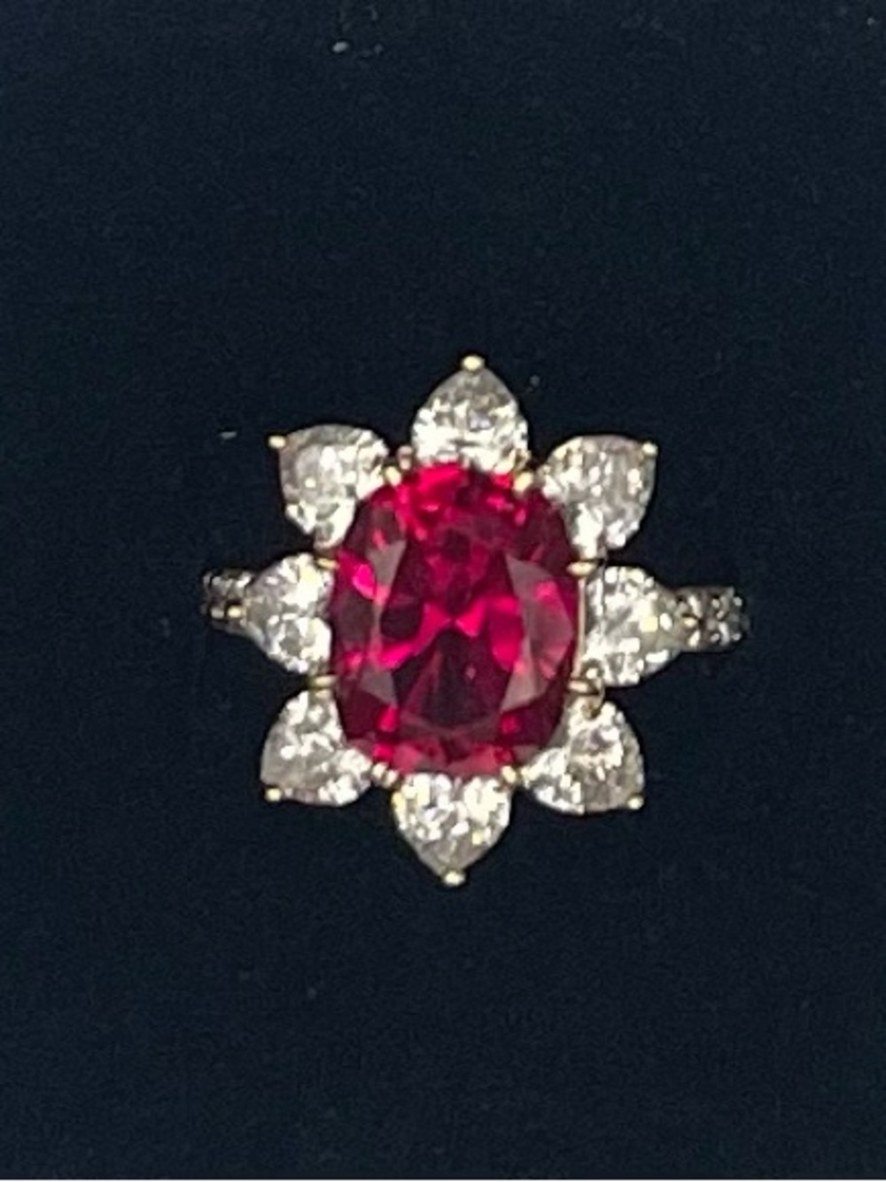 NWT  Jean Dousset sim ruby 9mm center stone 
.925 SS with yellow gold sz 8